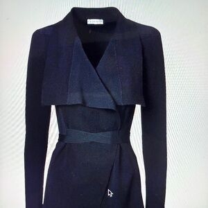 Scanlan Theodore Crepe Knit Drape Front Jacket - Navy (XS) - New with Tags